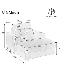 Streamdale Furniture Modern Armchair Chaise Lounge Sofa with Ottoman, Usb Ports & Cup Holders - Black