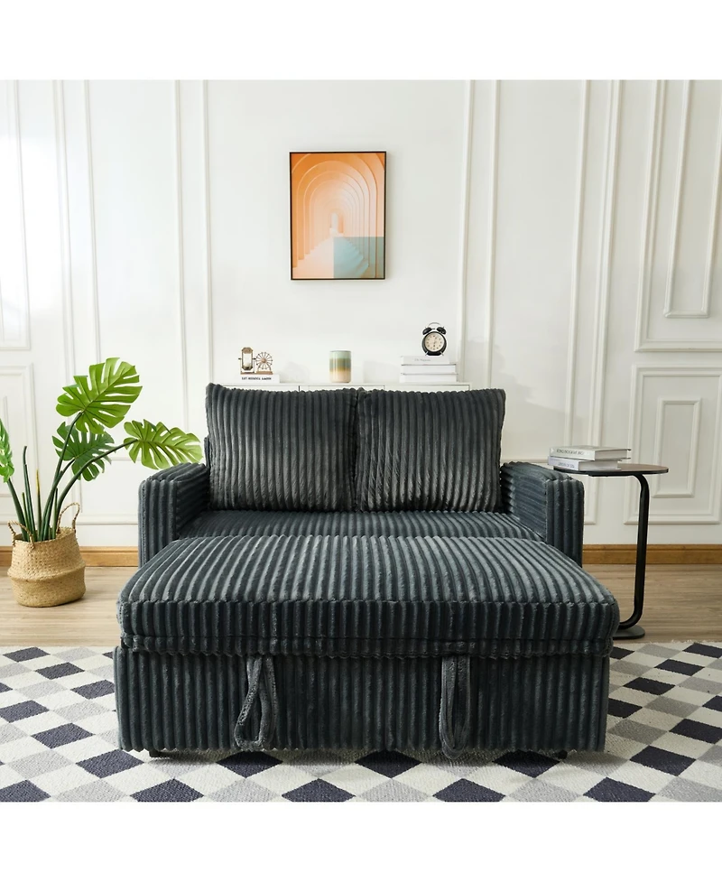 Streamdale Furniture 53" Corduroy Sleeper Sofa Recliner w/ Usb - Living Room/Office