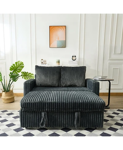 Streamdale Furniture 53" Corduroy Sleeper Sofa Recliner w/ Usb - Living Room/Office