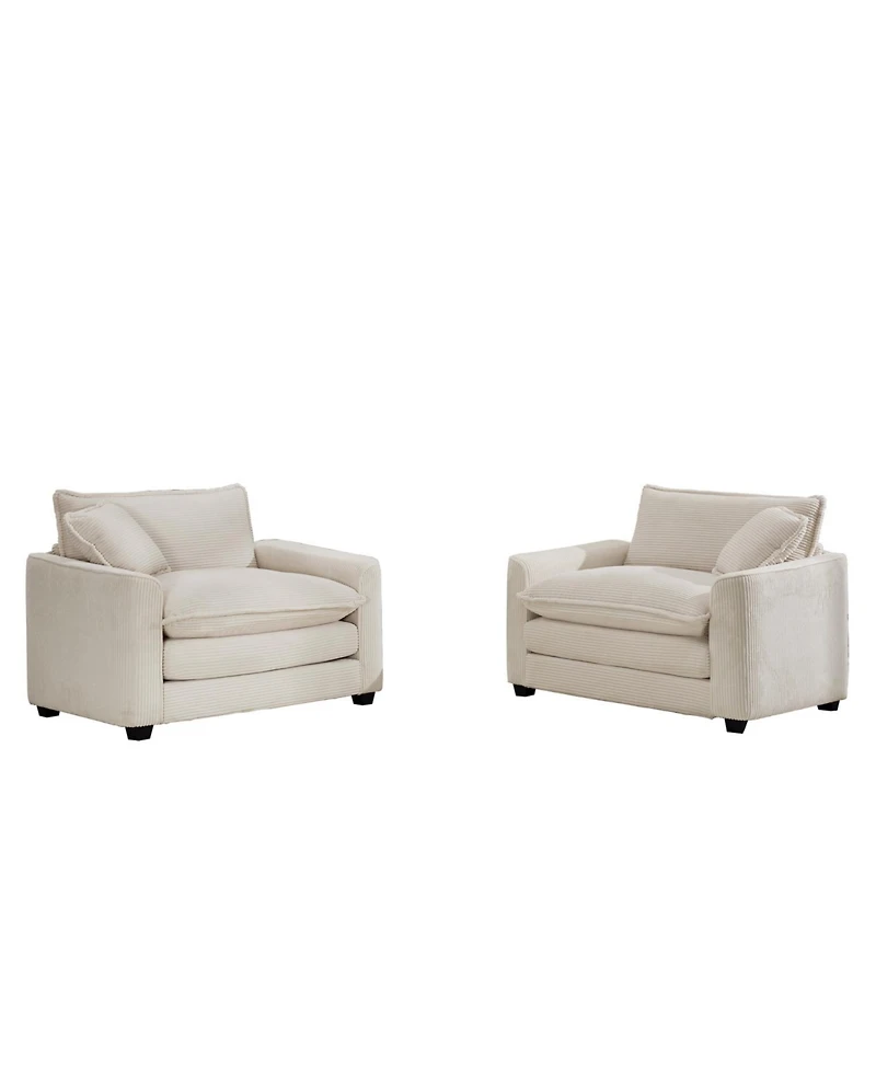 Streamdale Furniture Beige Corduroy Sofa Set with 2 Chairs & Accent Chairs