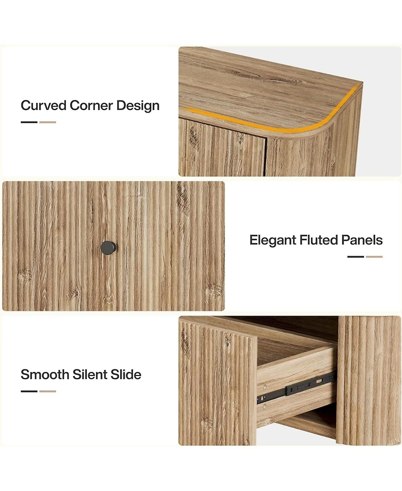 Tribesigns Floating Tv Stand Wall Mounted, with 2 Fluted Drawers