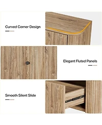 Tribesigns Floating Tv Stand Wall Mounted, with 2 Fluted Drawers