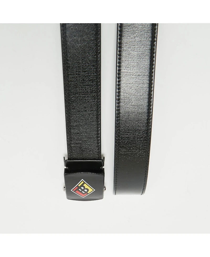 Pre-Owned Burberry Men's Black Coated Canvas And Leather Tb Logo Plague Belt