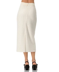 Ivonne Women's Knit Midi Skirt with Tassel Tie Waist