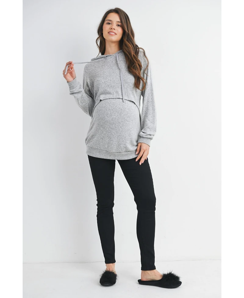 Hello Miz Maternity Double Layer Long Sleeve Nursing Hoodie