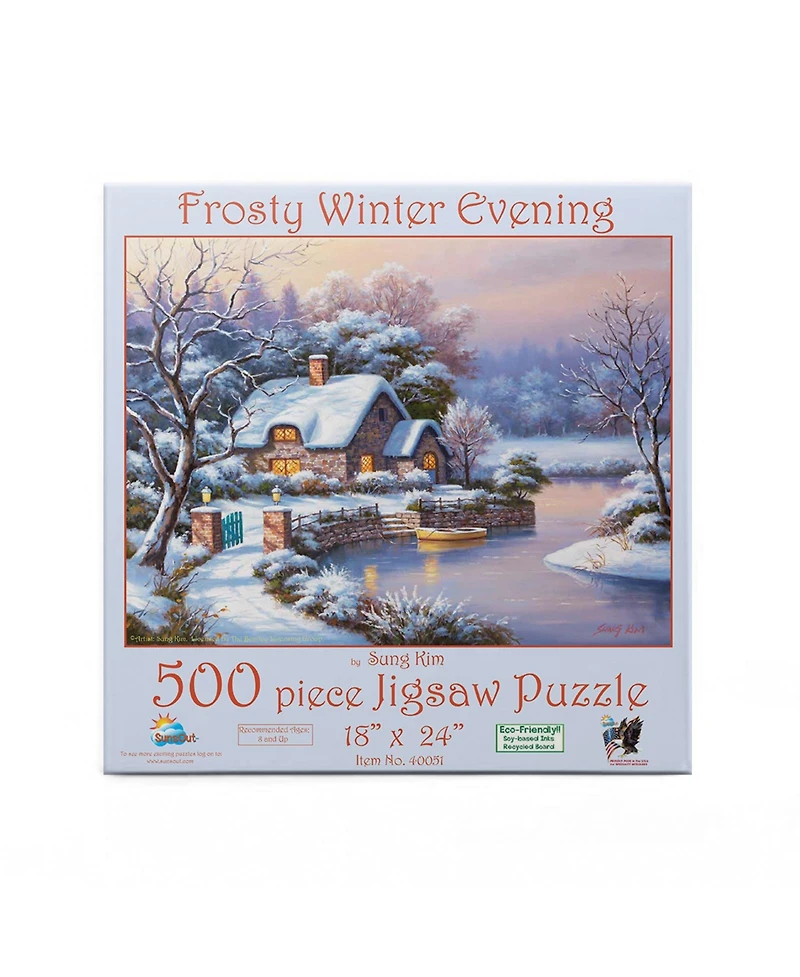 SunsOut Frosty Winter Evening 500 piece Jigsaw Puzzle for Adults