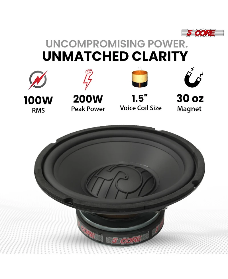 5 Core 8 Inch Woofer 200W Car Subwoofer 4Ohm Replacement Deep Sub w Poly Cone - Wf 8 120 Pp 4OHM