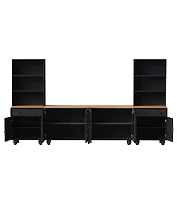 Streamdale Farmhouse Tv Stand with Gourd-Shaped Legs & Bookshelves, White