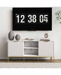 Streamdale Furniture Wave-Door Tv Stand with Open & Adjustable Shelves