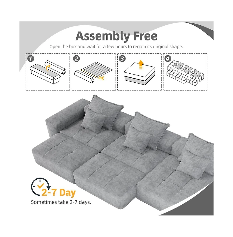 Streamdale Furniture Modern Chenille Sectional Sofa with Pillows