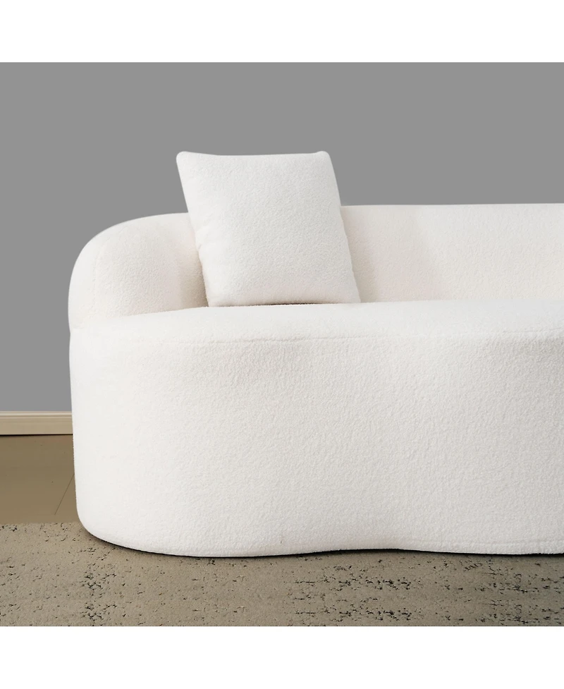 Streamdale Furniture Cream Curved Loveseat Sofa with Pillows - Small Space