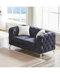 Streamdale Deluxe Velvet Chesterfield Sofa with Tufted Buttons, 2 Pillows