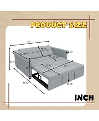 Streamdale Velvet Loveseat Sofa Bed - Gray Pull-Out Sleeper Couch