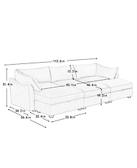 Streamdale Furniture 3-Seat Sofa w/ Ottomans & Storage - Chenille Orange