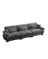 Streamdale Furniture Large Modern Velvet Sofa with Pillows - Grey