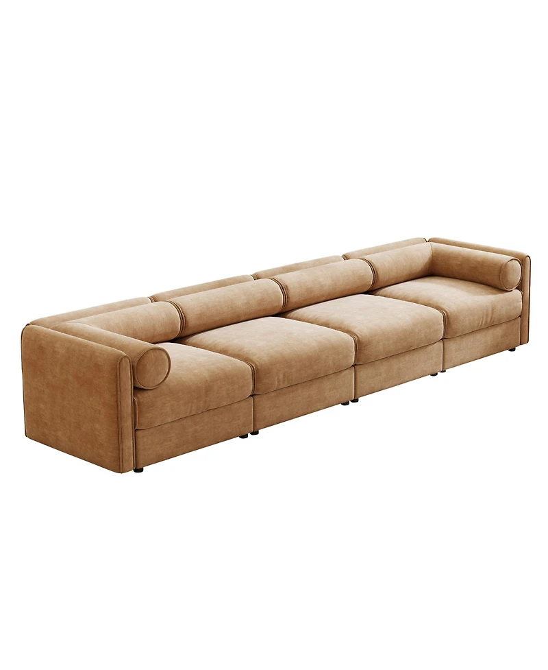 Streamdale Furniture Streamdale Modular Sectional Sofa, Storage, Cylindrical Backrest, Camel