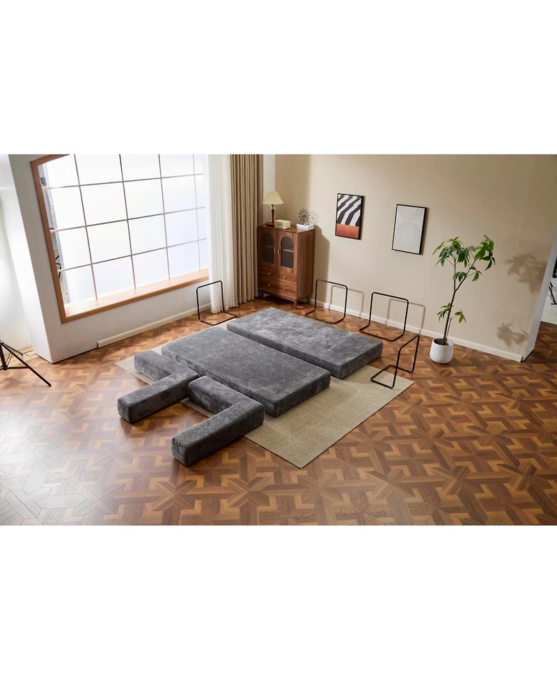 Streamdale Furniture Convertible Floor Sofa Bed with Pillow & Armrest