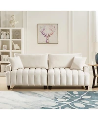 Streamdale Furniture 83" Futon Sofa Bed with Pillows, Convertible Sleeper, Beige