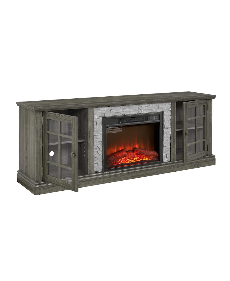 Streamdale Furniture Streamdale 70" Tv Stand with Fireplace & Storage, Grey Media Console