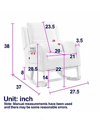 Streamdale Furniture 27.5" Modern Accent Rocker Armchair with Lumbar Pillow & Pockets