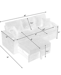Maison Boucle 80" Pull-Out Corduroy Sleeper Sofa Bed with Cup Holders & Pillows for Living Room or Apartment