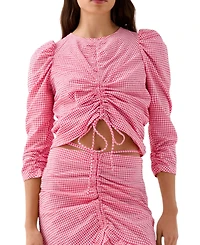 Scalpers Women's Vichy Front Gather Shirt