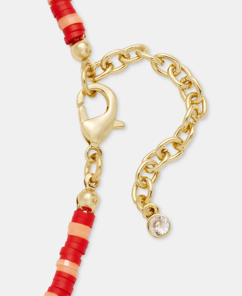 On 34th Gold-Tone Red Bead Imitation Pearl Collar Necklace, 16" + 2" extender, Macy's Exclusive