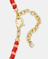 On 34th Gold-Tone Red Bead Imitation Pearl Collar Necklace, 16" + 2" extender, Macy's Exclusive