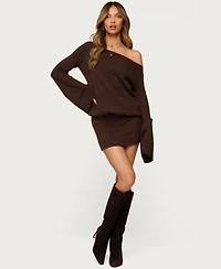 Edikted Women's Off Shoulder Sequin Knit Mini Dress