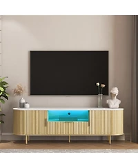 Streamdale Furniture Tv Cabinet with Led Lights & Storage for 55+ Inch TVs