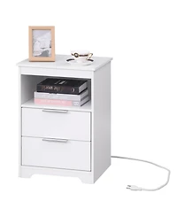 Streamdale Furniture Nightstand with Charging Station & 2 Drawers