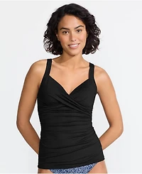 Lands' End Women's V-Neck Wrap Underwire Tankini Swimsuit Top Adjustable Straps