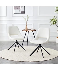 Streamdale Furniture Streamdale Swivel Dining Chairs (Set of 2) - White Leather, Gold Mesh