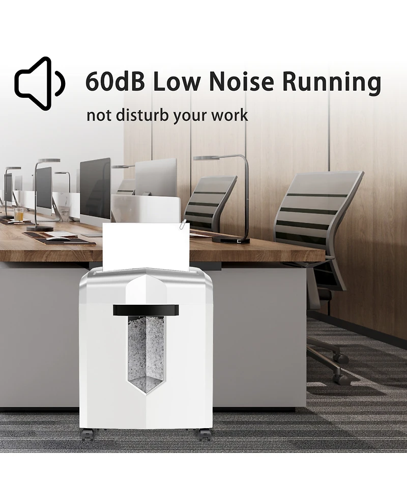 Bonsaii Micro Cut Shredder, Portable, 12-sheet, P-4 Security, 60-min run, Cd/Credit Card, Jam-Proof, 4.2 Gal Bin, White/Gray