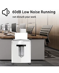 Bonsaii Micro Cut Shredder, Portable, 12-sheet, P-4 Security, 60-min run, Cd/Credit Card, Jam-Proof, 4.2 Gal Bin, White/Gray