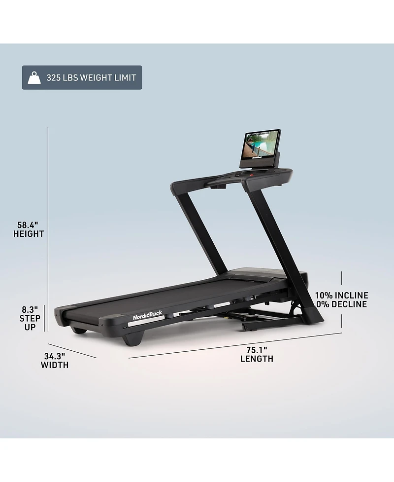 NordicTrack T Series 16 is a premium smart treadmill with a 16" tilting Hd touchscreen