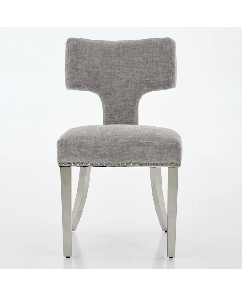 Streamdale Furniture Set of 2 Mid Century Modern Chenille Dining Chairs