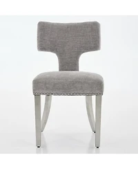 Streamdale Furniture Set of 2 Mid Century Modern Chenille Dining Chairs