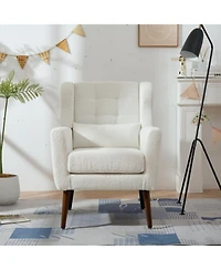 Streamdale Teddy Fabric Accent Chair for Home and Office (White)