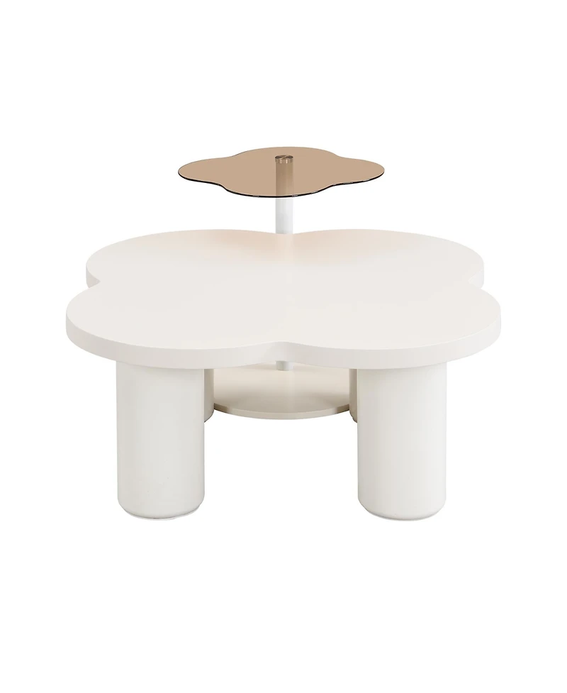 Streamdale Furniture Modern Irregular Coffee Table Set with Glass Top