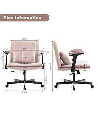 Streamdale Furniture Streamdale Pink Velvet Criss Cross Office Chair