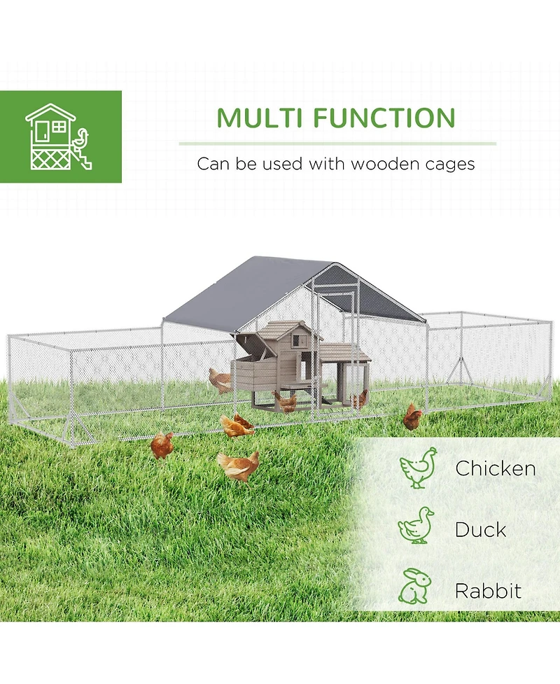PawHut Chicken Run for 12-14 Chickens with Cover for Outdoor, Backyard