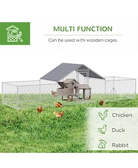 PawHut Chicken Run for 12-14 Chickens with Cover for Outdoor, Backyard