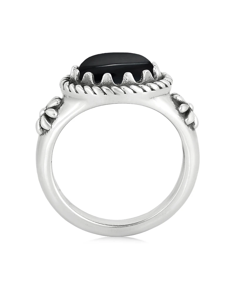 American West Jewelry Sterling Silver Black Onyx East West Ring