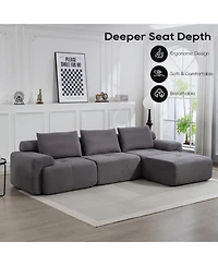 Streamdale Furniture L-Shaped Corduroy Sectional Sofa Bed - Memory Foam