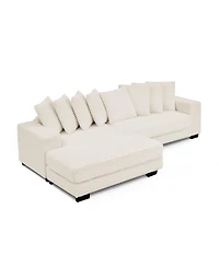 Streamdale Furniture Corduroy Tufted Sleeper Sectional Sofa, L-Shaped Modular Convertible