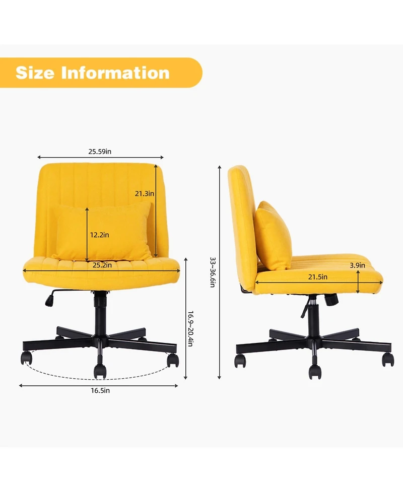 Streamdale Furniture Streamdale Linen Armless Office Chair with Wheels