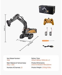 Hongge Remote Control Excavator 1 14 Scale Construction Truck with Functional Arm and Long Play Battery