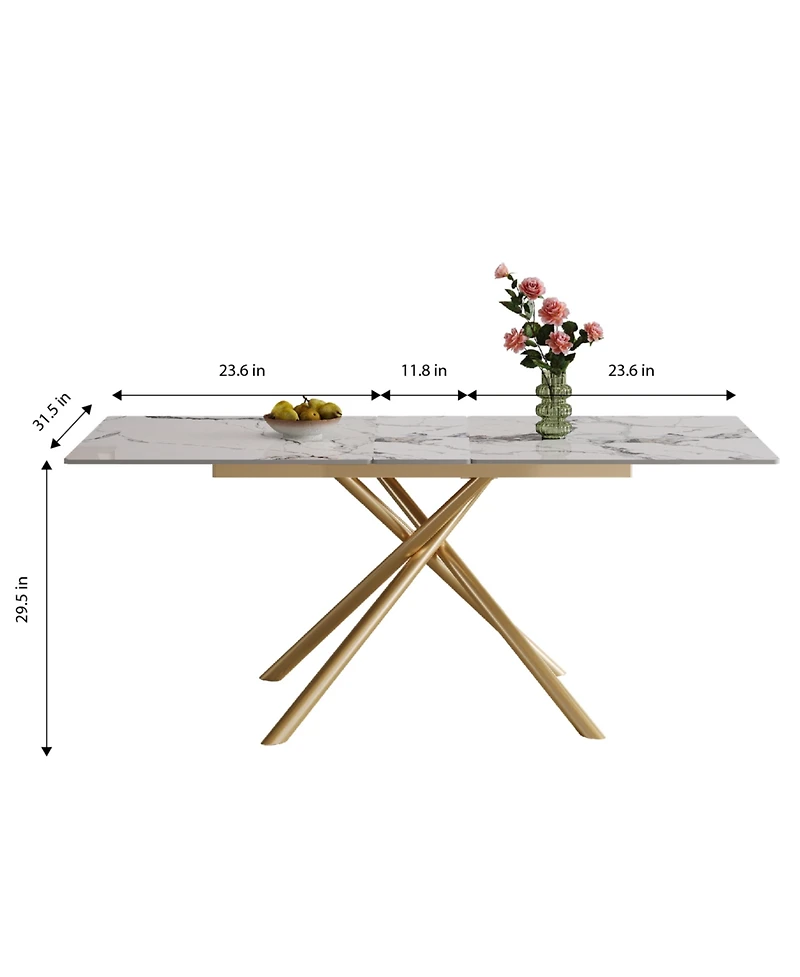 Streamdale Furniture 59" Expandable Sintered Stone Dining Table