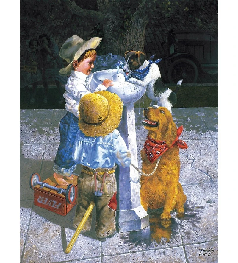 SunsOut Cowboy Watering Hole 500 piece Jigsaw Puzzle for Adults